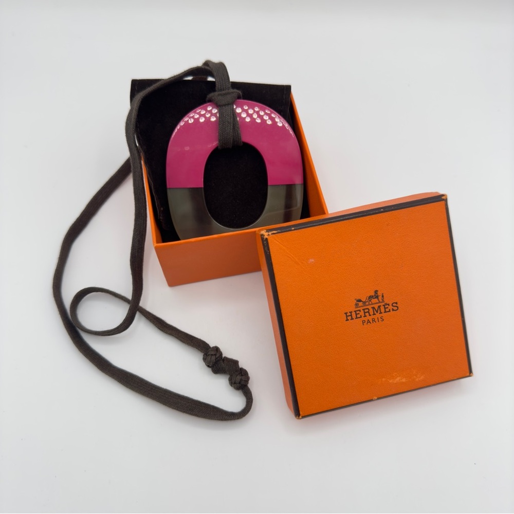 Hermès Fuchsia & Horn Pendant Necklace